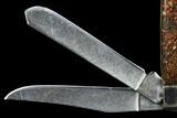 Pocketknife With Fossil Dinosaur Bone (Gembone) Inlays #115045-5